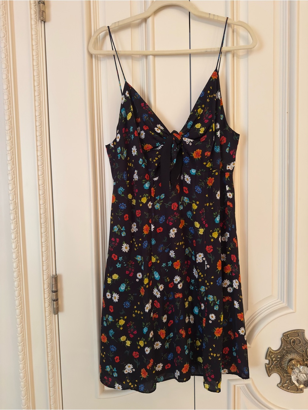 Alice + Olivia Black Floral Mini Dress with Multicolor Print